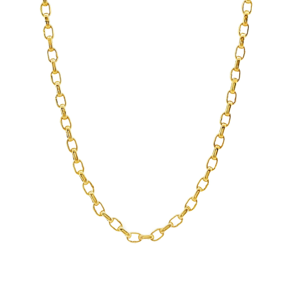 9ct Yellow Gold Oval Belcher Link Chain 1.5mm 45cm