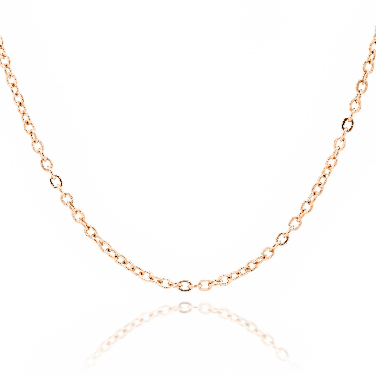 9ct Rose Gold Hammered Cable Link Chain 1.3mm X 45cm