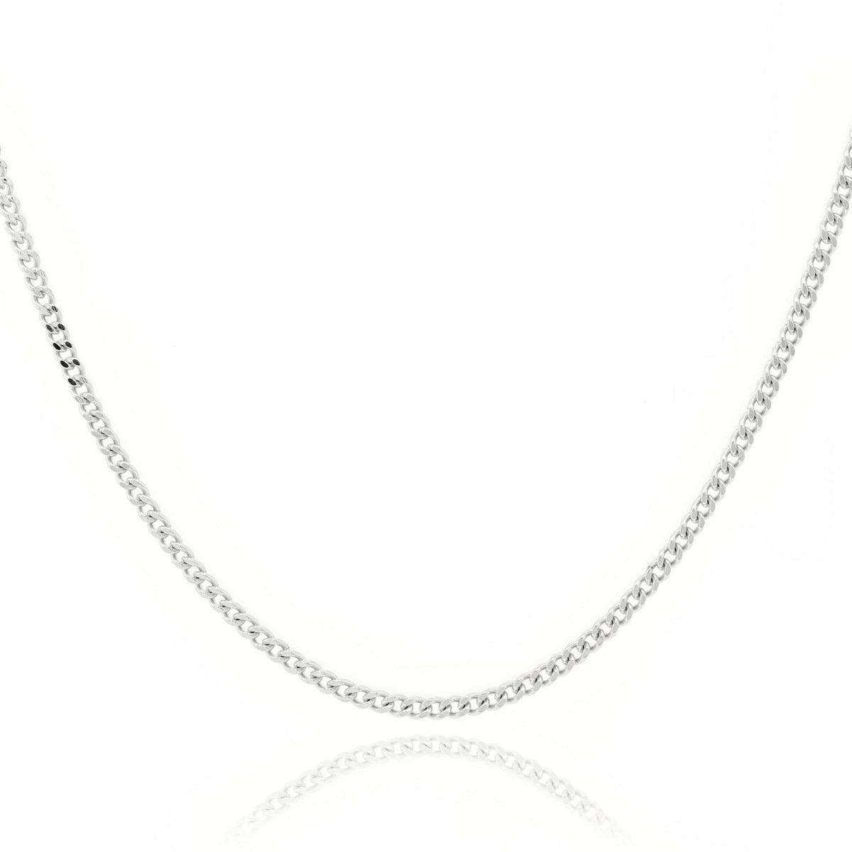 9ct White Gold Diamond Cut Curb Chain 1mm 42cm