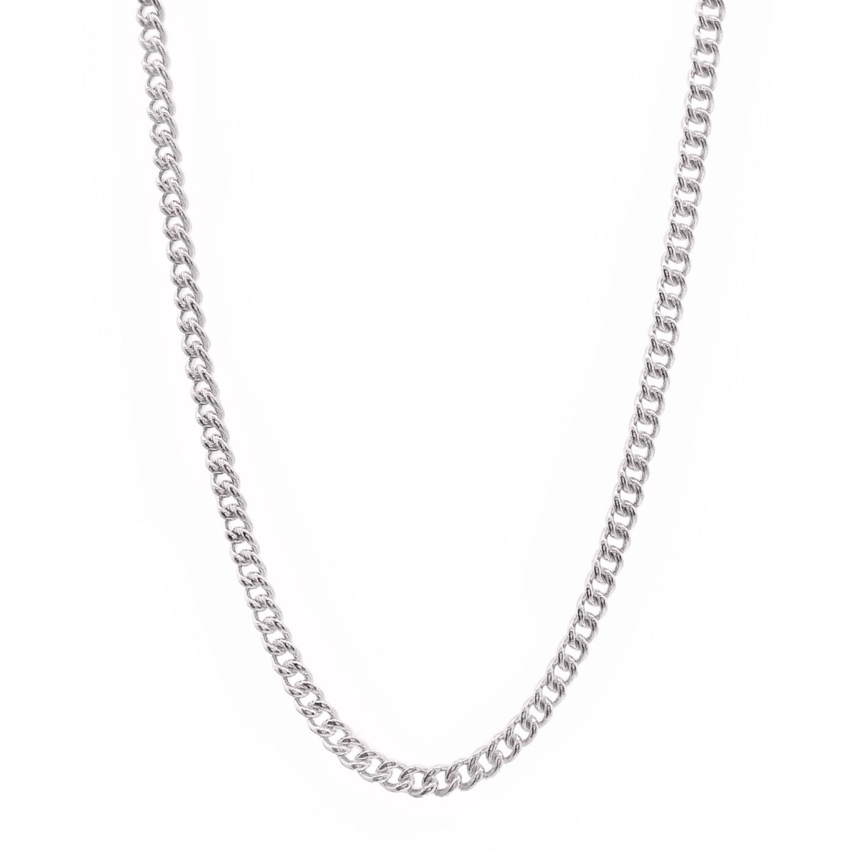 9ct White Gold Round Curb Link Chain 1.2mm 42cm
