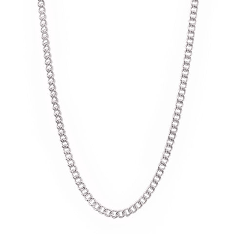 9ct White Gold Round Curb Link Chain 1.2mm 42cm