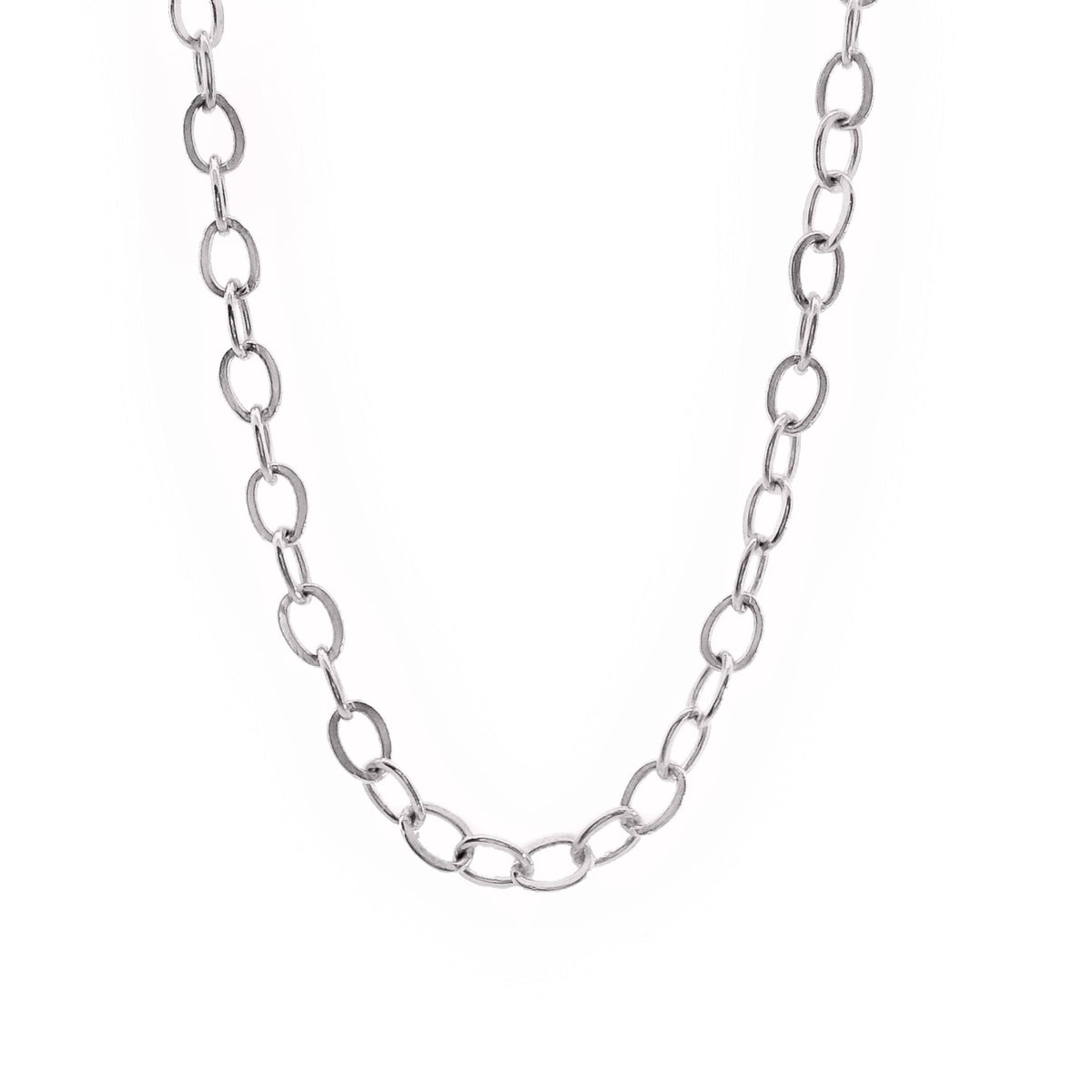 9ct White Gold Hammered Trace Chain 2.1mm X 38cm