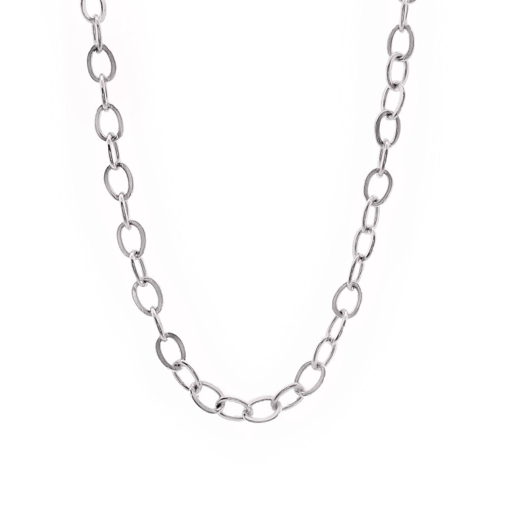 9ct White Gold Hammered Trace Chain 2.1mm 40cm