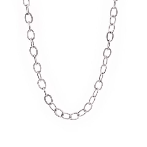 9ct White Gold Hammered Trace Chain 2.1mm 40cm