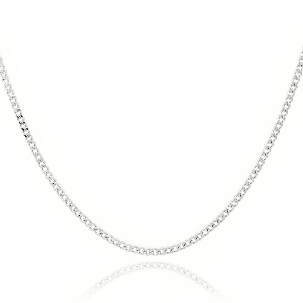 9ct White Gold Diamond Cut Curb Chain 1.0mm X 38cm