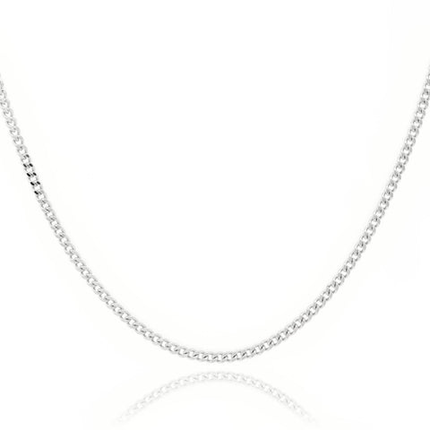 9ct White Gold Diamond Cut Curb Chain 1.0mm X 38cm