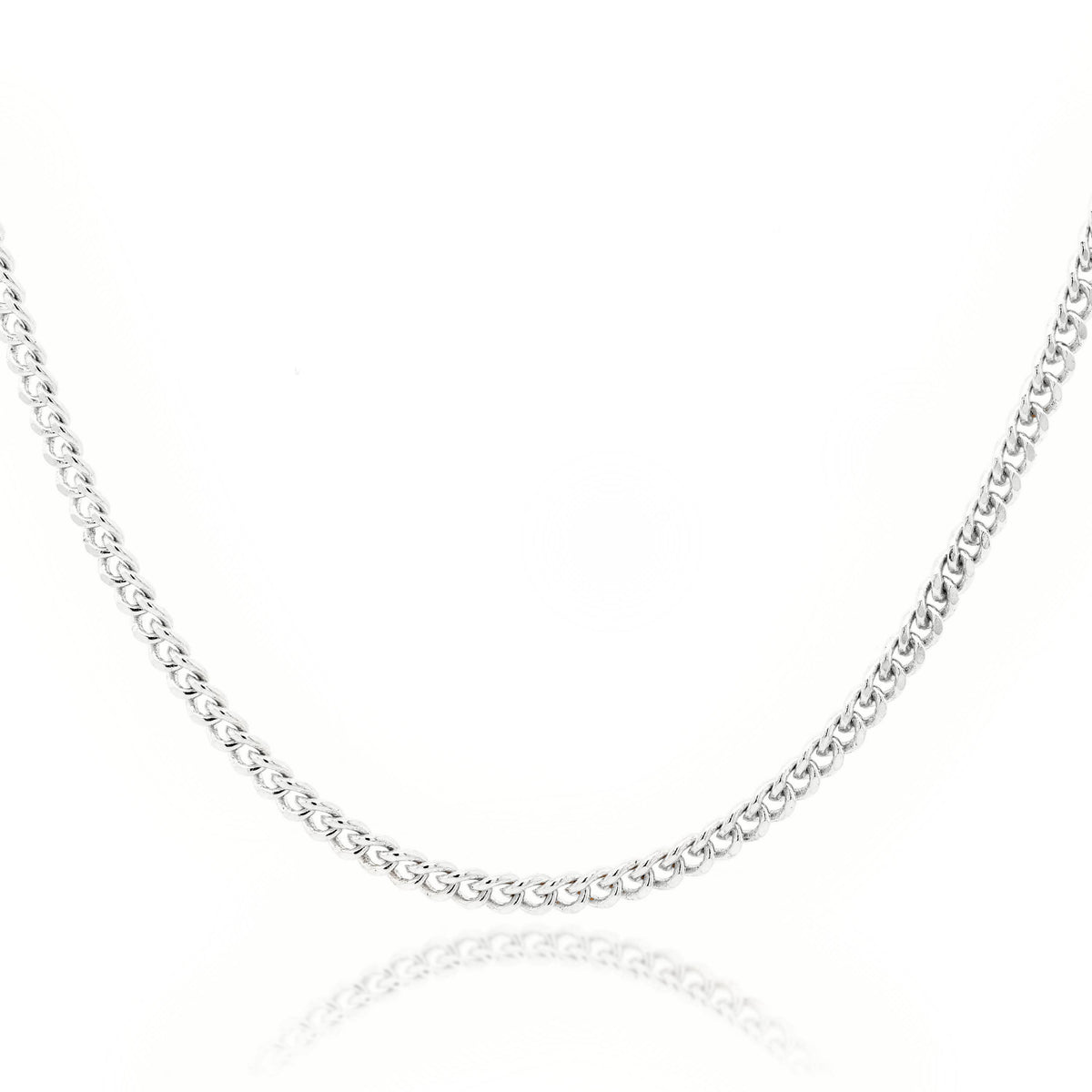 9ct White Gold Diamond Cut Curb Chain 1.5mm X 50cm