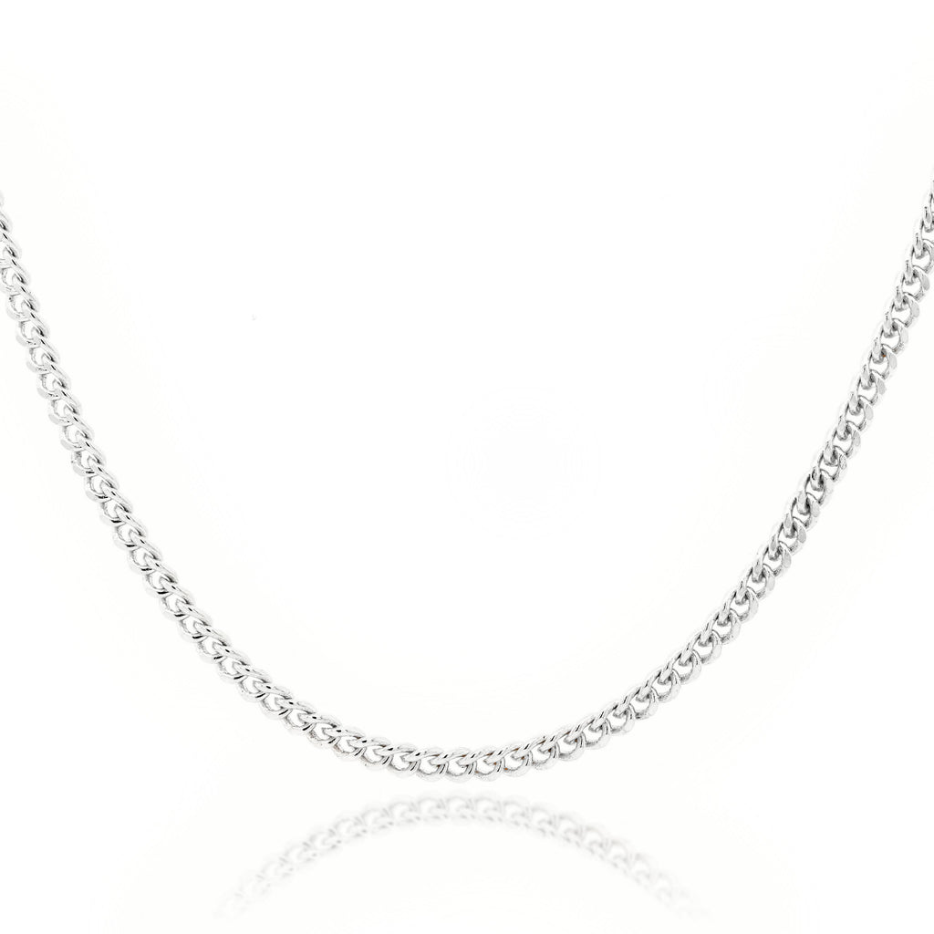 9ct White Gold Diamond Cut Curb Chain 1.5mm X 50cm