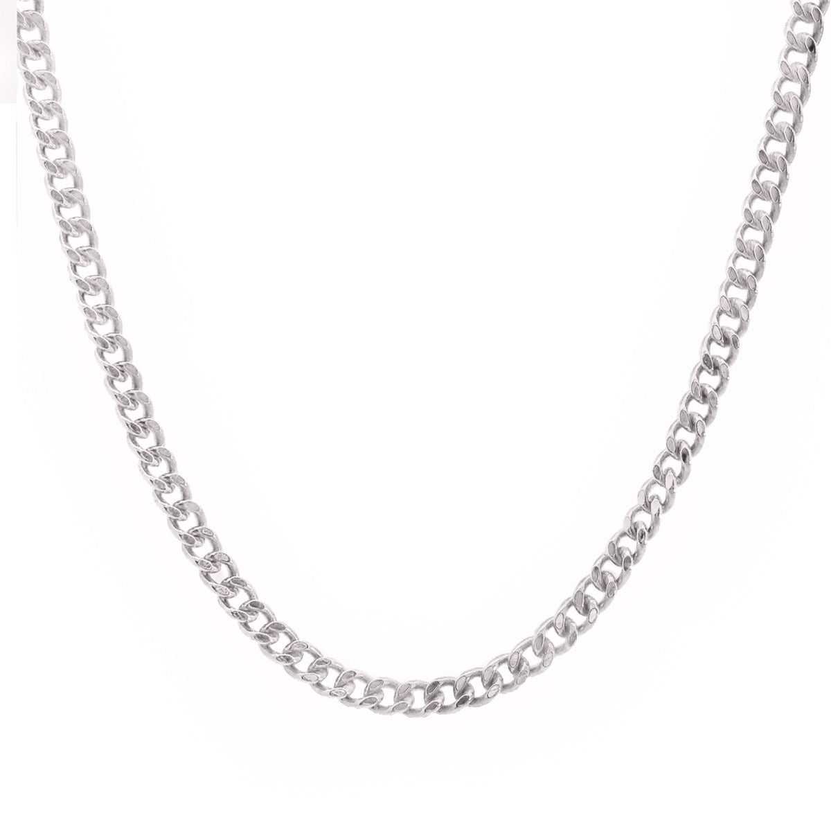 9ct White Gold Diamond Cut Curb Chain 1.8mm X 50cm