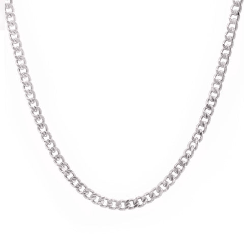9ct White Gold Diamond Cut Curb Chain 1.8mm X 50cm