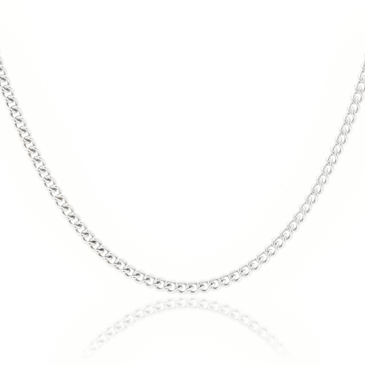 9ct White Gold Round Curb Link Chain 1.4mm X 45cm
