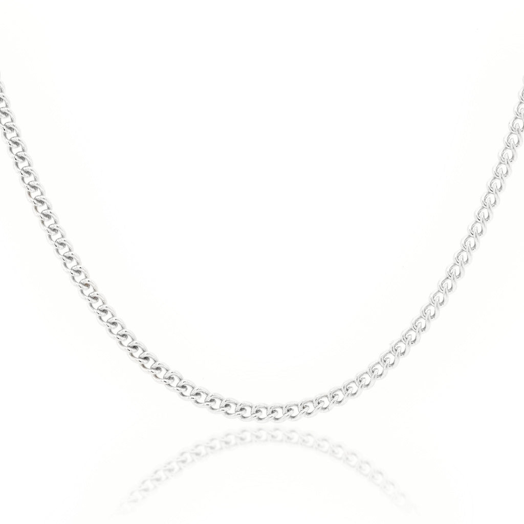 9ct White Gold Round Curb Link Chain 1.4mm X 45cm