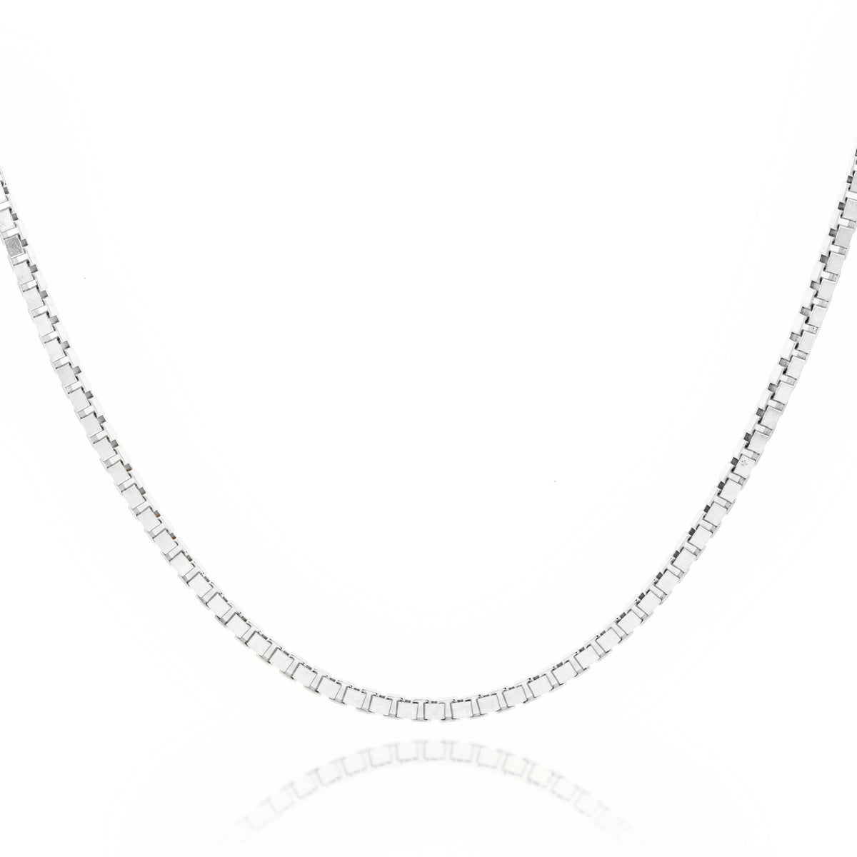 9ct White Gold Diamond Cut Box Chain 0.9mm 50cm