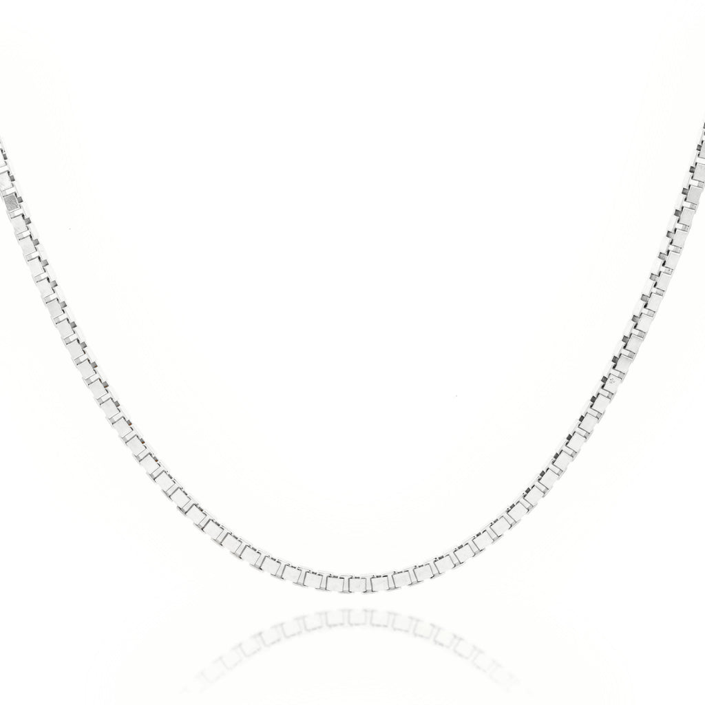 9ct White Gold Diamond Cut Box Chain 0.9mm 50cm