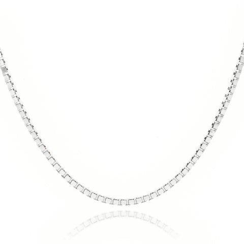 9ct White Gold Diamond Cut Box Chain 0.9mm 50cm