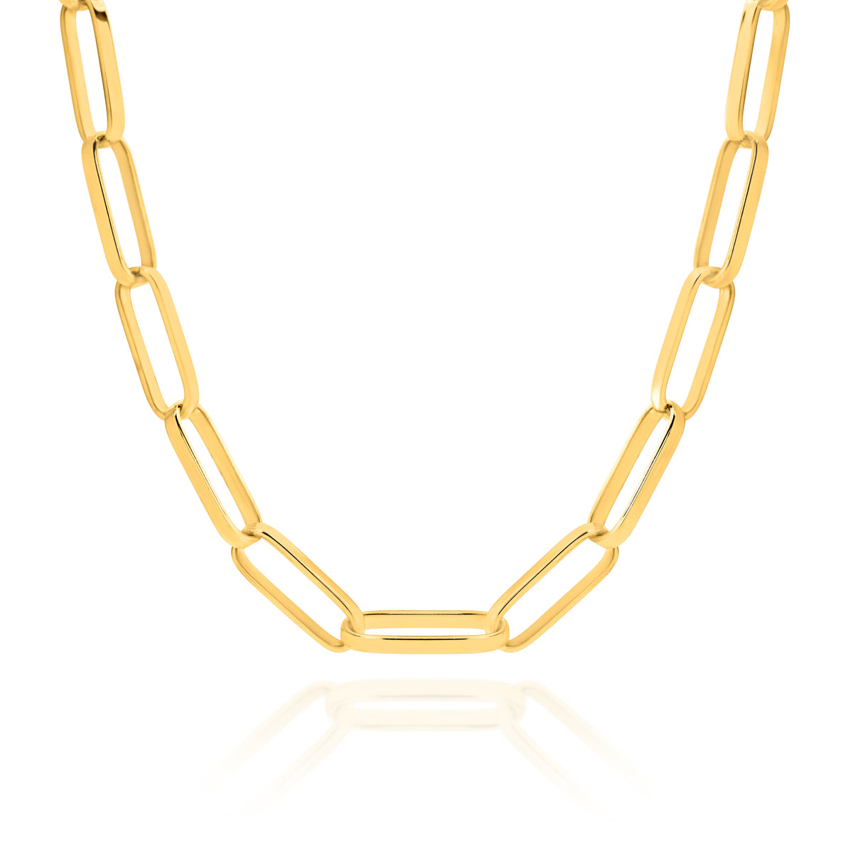 9ct Yellow Gold Solid Medium Paperclip Chain Necklace