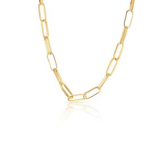 9ct Yellow Gold Small Paperclip Chain Necklace