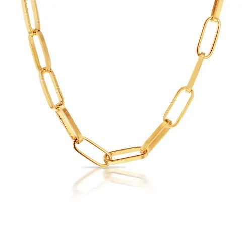 9ct Yellow Gold Solid Medium Paperclip Chain Necklace