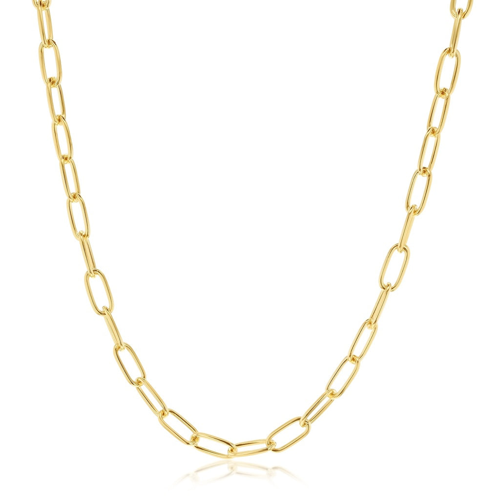 9ct Yellow Gold Plain Medium Paperclip Necklace