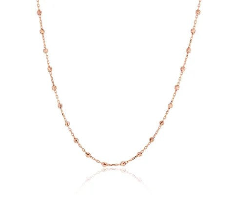 9ct Rose Gold Cable Chain With Diamond Cut Balls Necklace