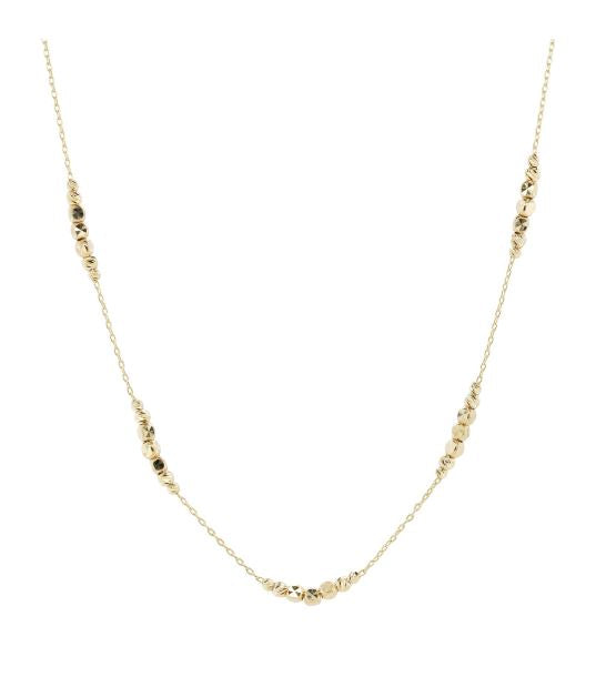 9ct Yellow Gold Chain And Diamond Cut Ball Chain Necklace