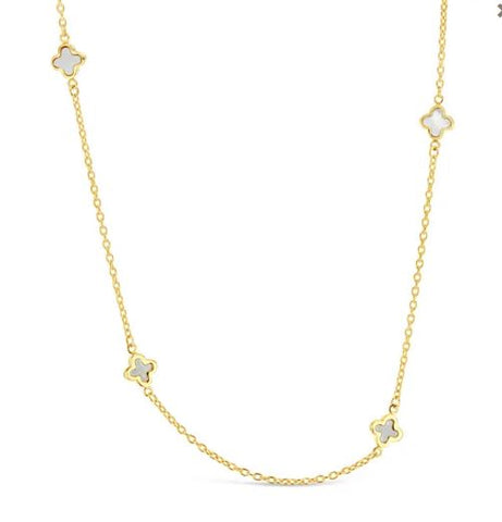 9ct Yellow Gold Mini Clover Mother Of Pearl Necklace