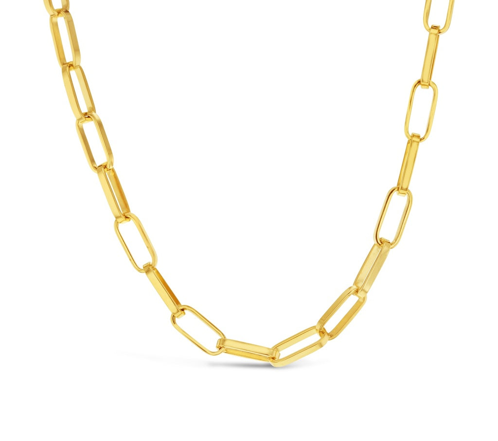 9ct Yellow Gold Solid XS Small Square Paperclip Chain