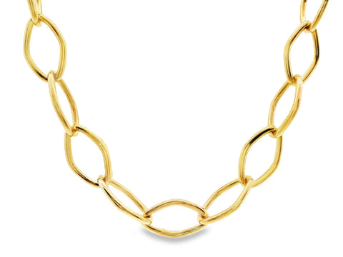 9ct Yellow Gold Diamond Link Necklace 45cm