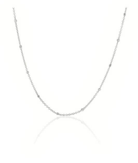 9ct White Gold Tight Cable Square Ball Chain