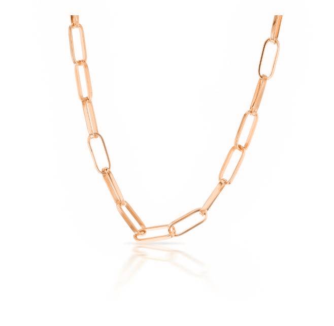 9ct Rose Gold Silver Filled Squared Paperclip Small Necklace