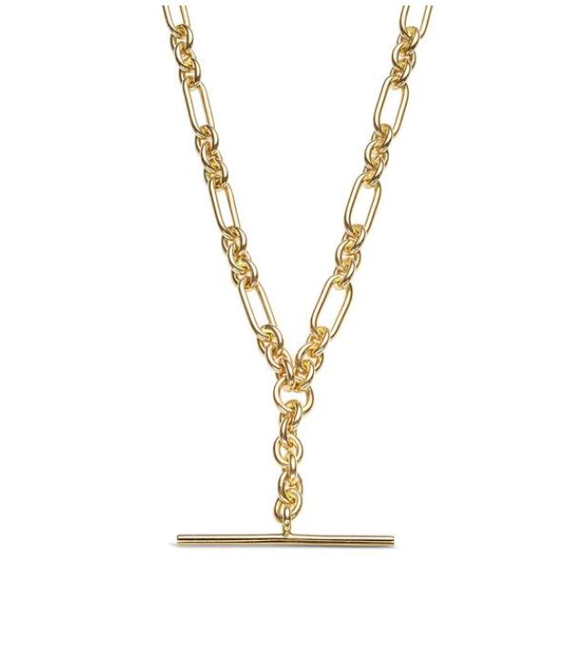 9ct Rose Gold Silver Filled Cable Link T-Bar Necklace