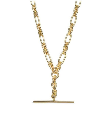9ct Rose Gold Silver Filled Cable Link T-Bar Necklace