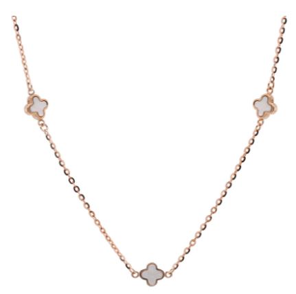 9ct Rose Gold Mini Clover Mother Of Pearl Necklace