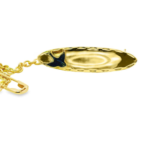 9ct Yellow Gold Oval Bluebird Baby's Brooch