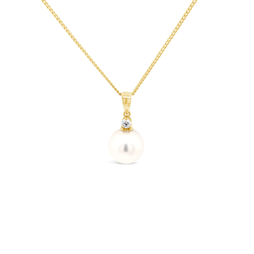 9ct Yellow Gold South Sea Pearl And Diamond Pendant