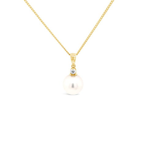 9ct Yellow Gold South Sea Pearl And Diamond Pendant
