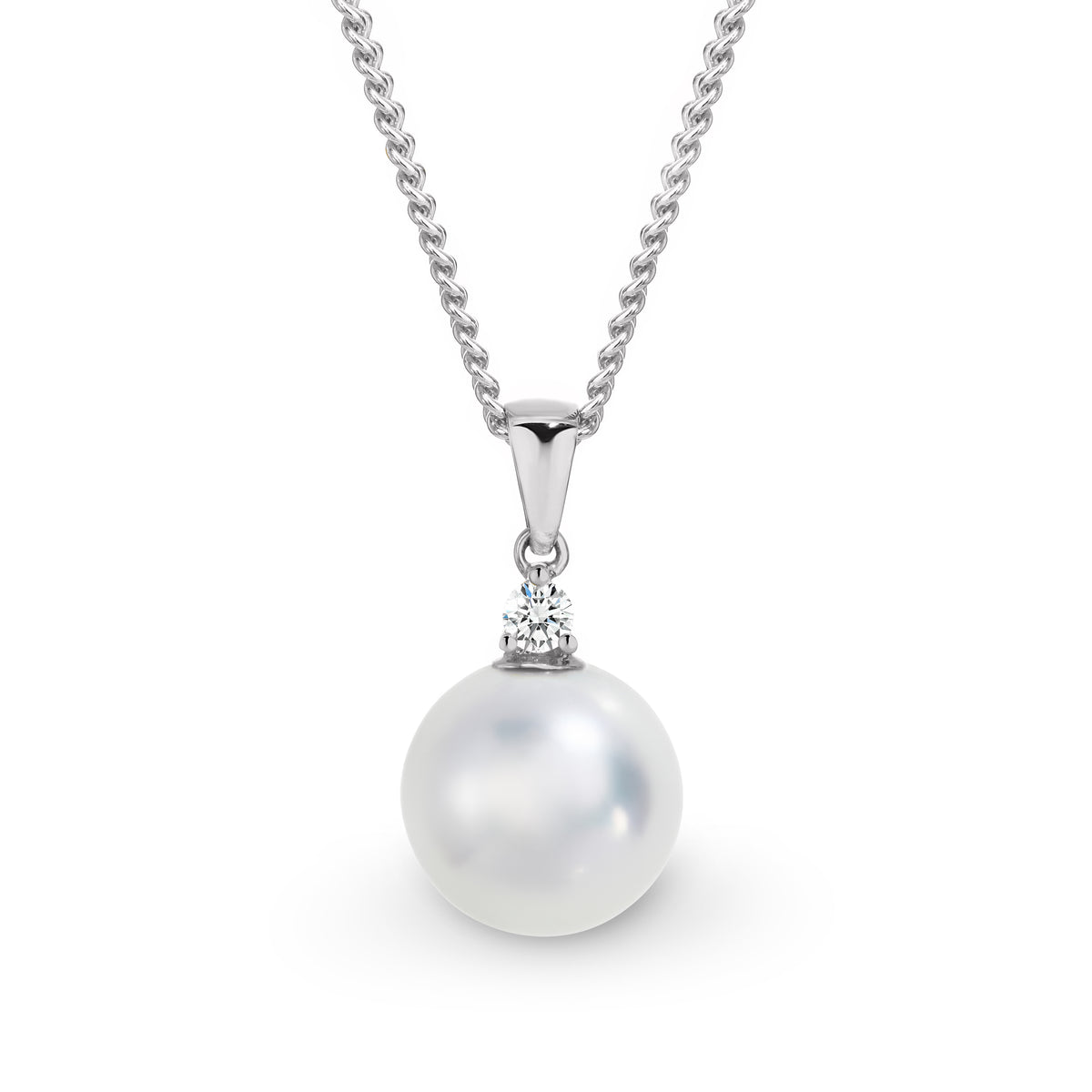 9ct White Gold White South Sea Pearl And Diamond Pendant