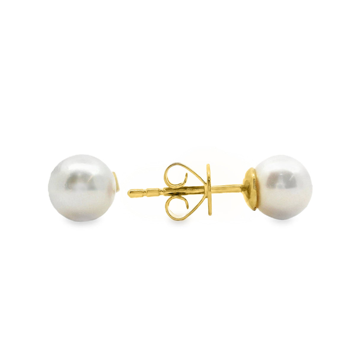 9ct Yellow Gold Akoya Pearl Stud Earrings 6 - 6.5mm