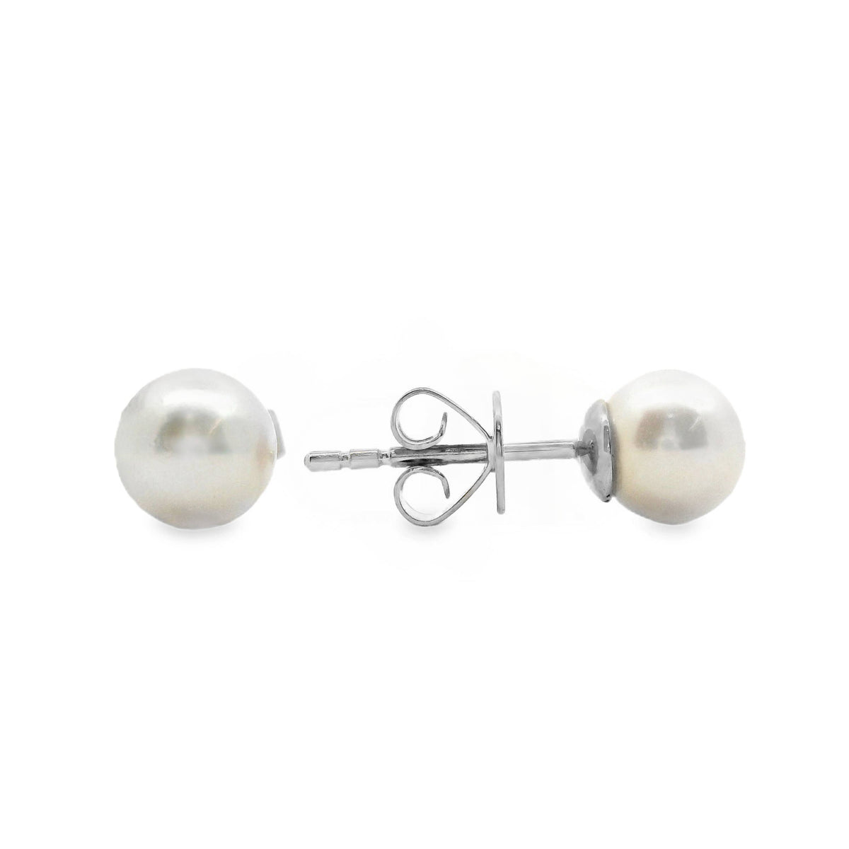 9ct White Gold Akoya Pearl Stud Earrings 6 - 6.5mm