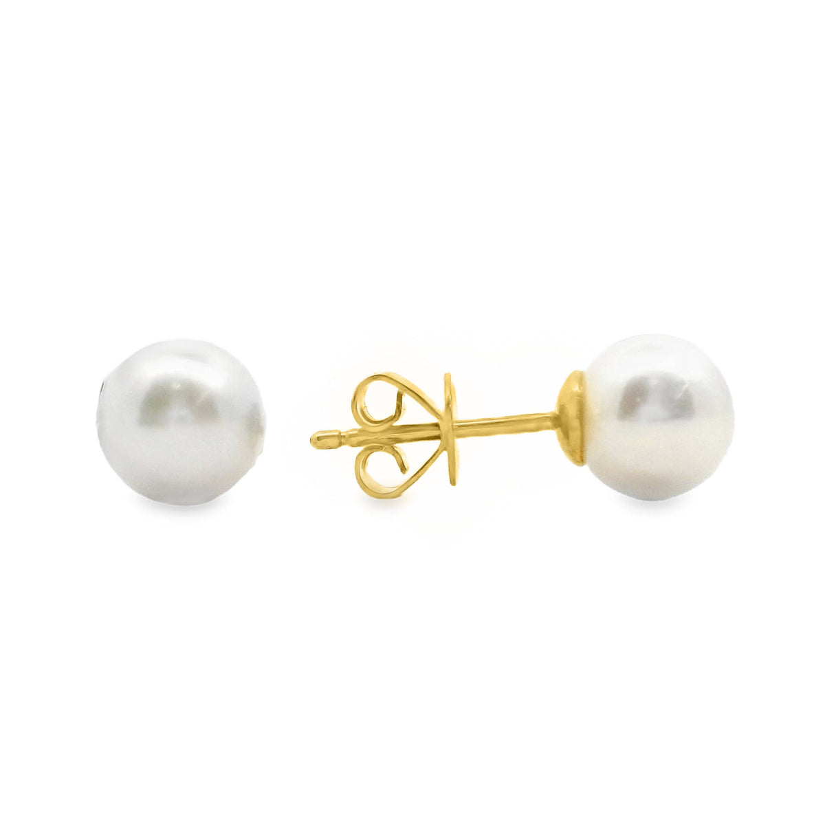 9ct Yellow Gold Akoya Pearl Stud Earrings 7 - 7.5mm