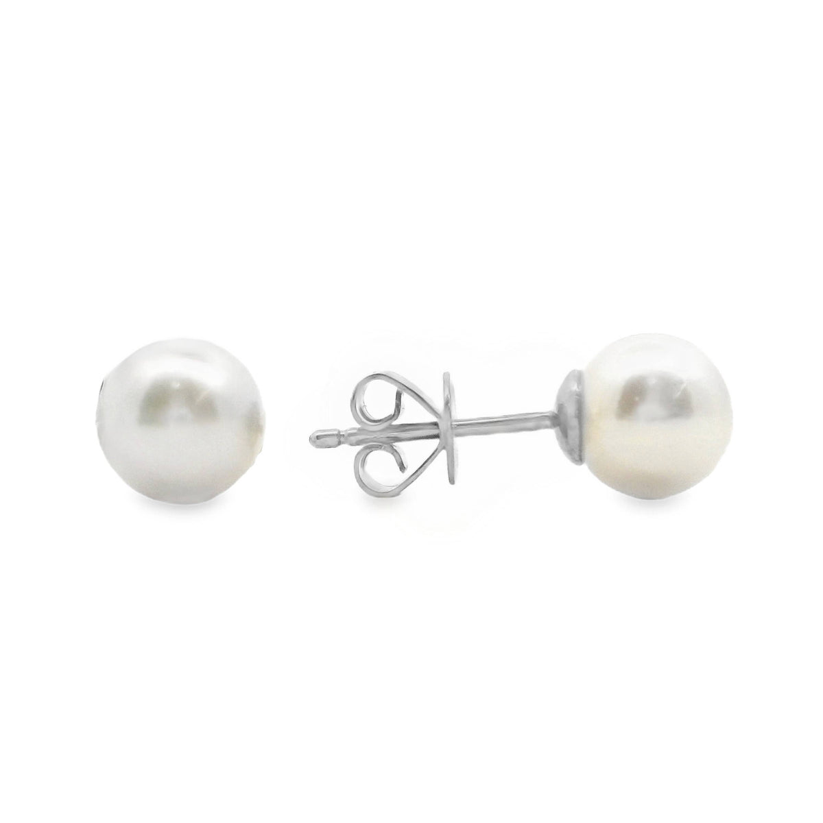 9ct White Gold Akoya Pearl Stud Earrings 7 - 7.5mm