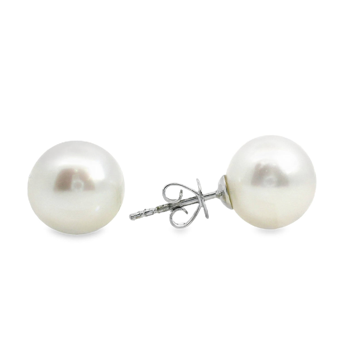 9ct White Gold White South Sea Pearl Stud Earrings