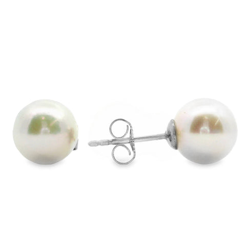 9ct White Gold Akoya Pearl Stud Earrings 9 - 9.5mm