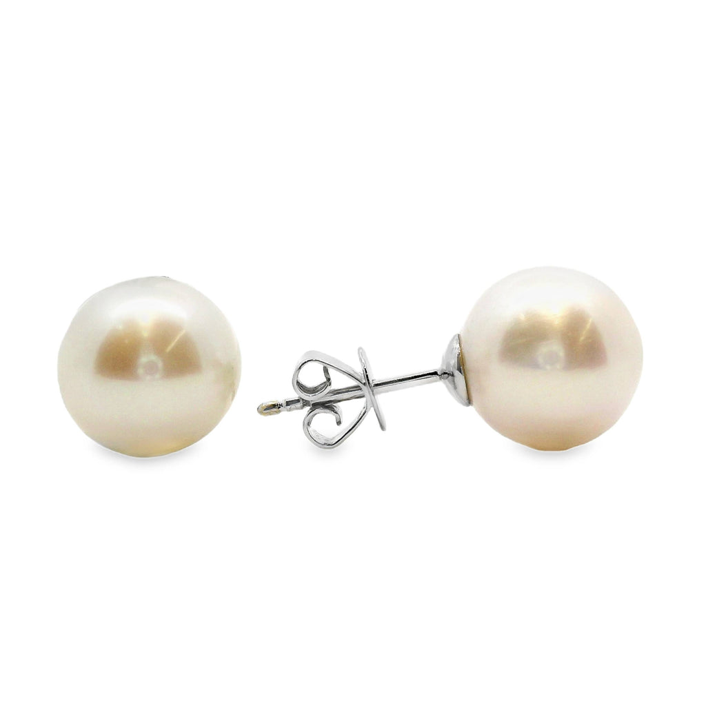 9ct White Gold Freshwater Pearl Stud Earrings 10mm
