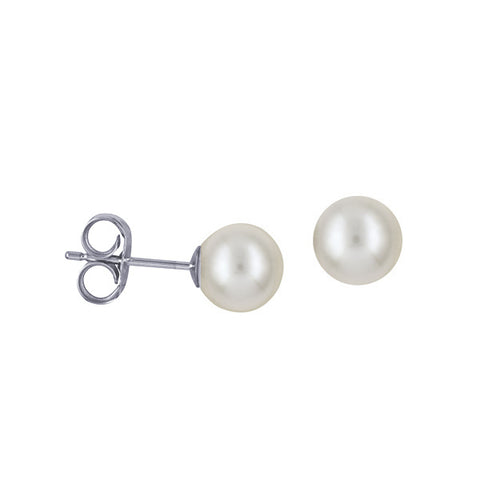 Sterling Silver Freshwater Pearl Stud Earrings 6mm