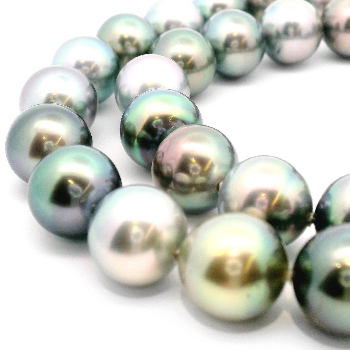 18ct White Gold Tahitian Pearl Strand Necklace 11-12mm