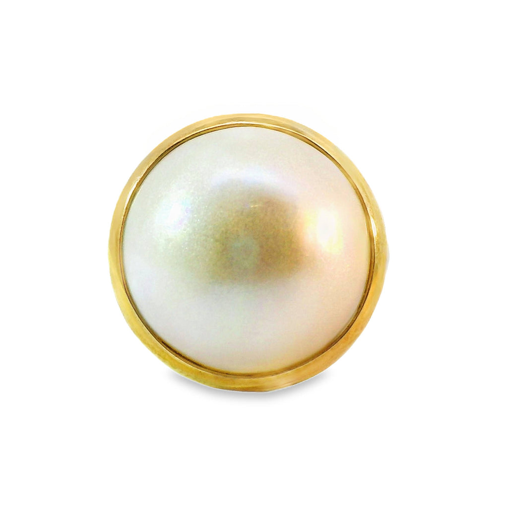 9ct Yellow Gold Bezel Set Mabe Pearl Ring