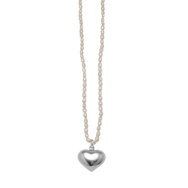 VT RICE PEARL NECKLACE WITH PUFFY HEART