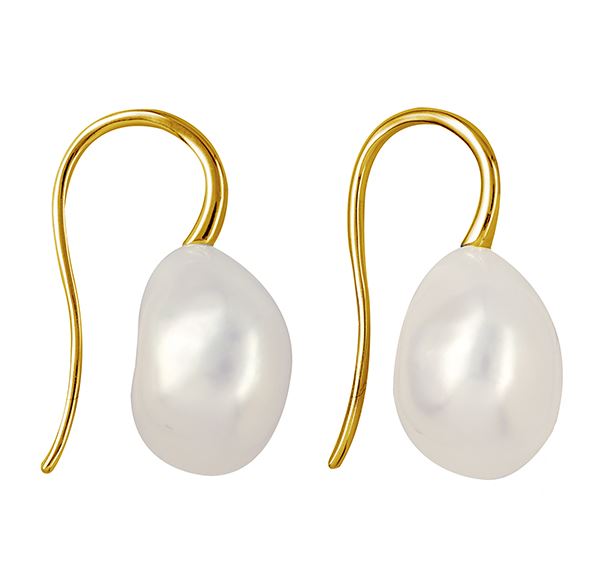 9ct Yellow Gold Baroque Pearl Hook Earrings