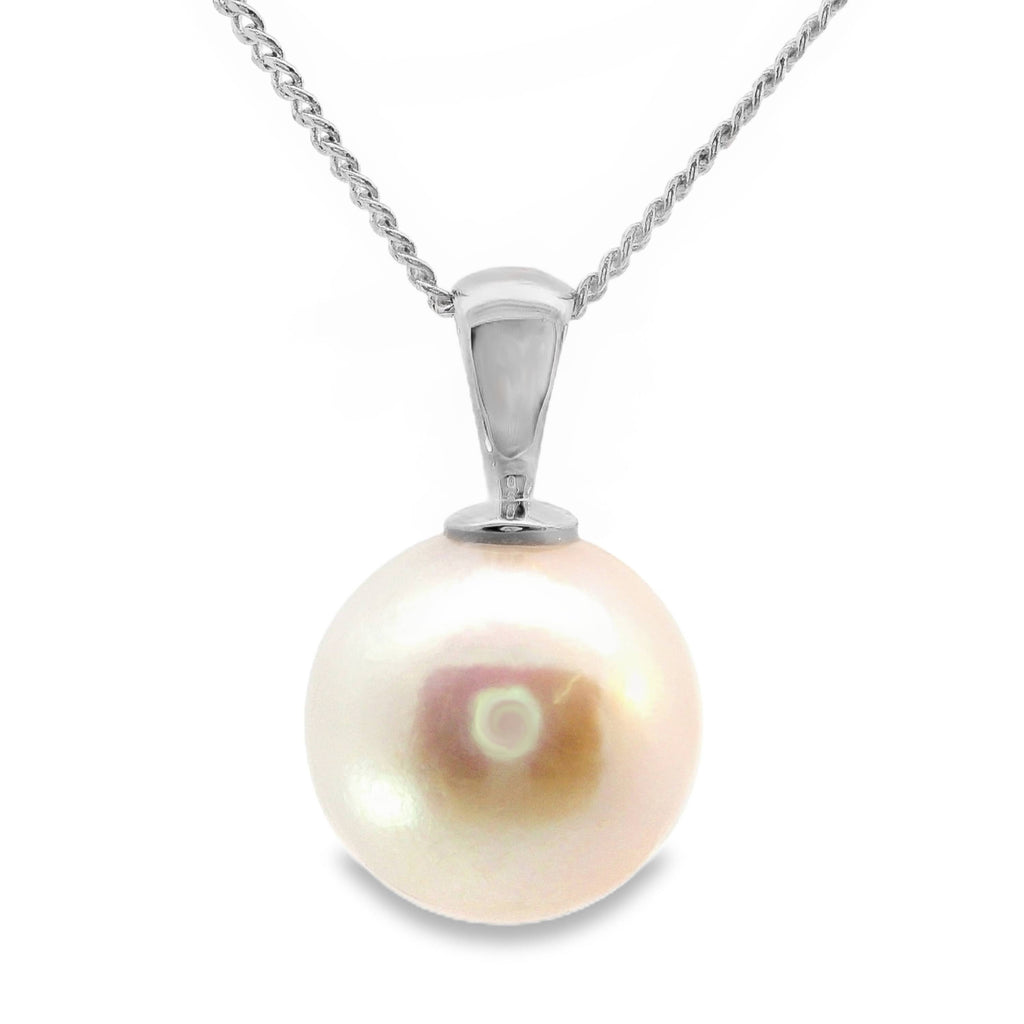 9ct White Gold Freshwater Pearl Pendant 12-13mm
